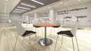White fabric visitor chair with a sturdy frame and padded seat, designed for office or reception areas by Dynamic.