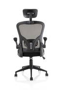 Dynamic Ace Executive Mesh Chair with folding arms, ergonomic design, black mesh upholstery, adjustable height and ergonomic support.