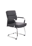Dynamic Advocate medium back leather visitor office chair with armrests, featuring black upholstery and ergonomic design.