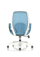 Blue Ariel mesh chair by Dynamic with a modern ergonomic design, featuring a supportive mesh back and sleek metal frame.