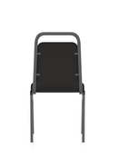 Black fabric banqueting stacking visitor chair with black frame by Dynamic, showing a side view of the chair.