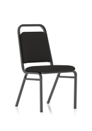 Black fabric banqueting stacking visitor chair with black frame by Dynamic, suitable for conference and event spaces.