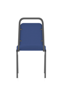 Black-framed blue fabric banqueting stacking visitor chair by Dynamic, designed for elegant conference or event seating.