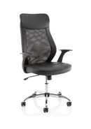 Dynamic Baye mesh and leather operator chair with adjustable armrests and ergonomic design, ideal for office use.