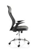 Dynamic Baye mesh and leather operator chair with adjustable armrests and ergonomic design for comfortable office seating.