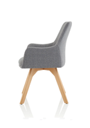 Grey fabric visitor chair with wooden legs and a modern design, featuring the Carmen model by Dynamic.