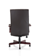 Brown leather Chesterfield executive chair with rolled arms and tufted detailing by Dynamic.