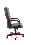 Elegant burgundy leather Chesterfield executive chair with arms by Dynamic, showcasing plush upholstery and classic tufted design.
