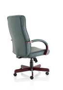 Green leather Chesterfield executive chair with arms by Dynamic, featuring tufted upholstery and a classic design.