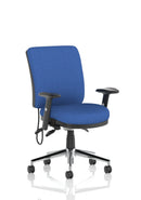 Dynamic Chiro Medium Back Task Operator’s Chair in blue with armrests, ergonomic office chair for comfort and support