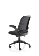 Dynamic Crew Task Operator mesh chair with folding arms, ergonomic design, black frame, and adjustable features.