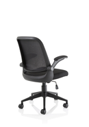 Dynamic Crew Task Operator mesh chair with folding arms, ergonomic design, adjustable height, and breathable mesh back.