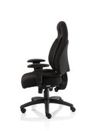Dynamic Galaxy task operator chair in black fabric with armrests, ergonomic office seating for comfort and support.