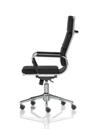 Black leather and chrome frame executive chair by Dynamic, featuring a sleek design and ergonomic office seating.
