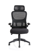 Dynamic Iris Task Operator Mesh Back Chair with Headrest, ergonomic office chair featuring adjustable headrest and breathable mesh design.
