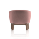 Dark gray Lulu Accent Chair by Dynamic with wooden legs, featuring plush upholstery and stylish design for living room decor.