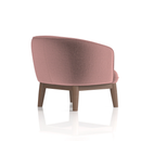 Dynamic Lulu Accent Chair with plush fabric upholstery and wooden legs, perfect for stylish living room decor.