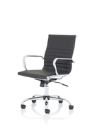 Black bonded leather Nola Medium Back Executive Chair by Dynamic with sturdy armrests and sleek design.