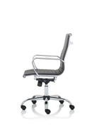 Black bonded leather Nola Medium Back Executive Chair by Dynamic with ergonomic design and adjustable features.