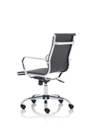 Black bonded leather executive chair with a medium back and sleek design from Dynamic, showcasing comfortable seating and modern style.