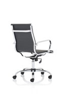 Black bonded leather executive chair with a medium backrest and modern design, ideal for office use by Dynamic.