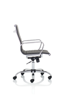 Black bonded leather Nola Medium Back Executive Chair by Dynamic with adjustable height and ergonomic design.