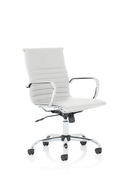 Nola medium back white bonded leather executive chair by Dynamic with armrests and adjustable height for office use