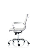 White bonded leather executive chair with a high back and armrests, featuring a modern design from Dynamic.