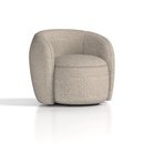 Dynamic Phoebe swivel accent chair with cushioned seat and backrest, featuring modern design and wooden base.