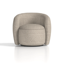 Dynamic Phoebe swivel accent chair with plush fabric, modern design, and 360-degree rotation, shown in a cozy living room setting.