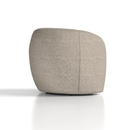 Dynamic Phoebe swivel accent chair with plush fabric upholstery and modern design, featuring a rounded back and chrome base.