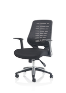 Black Relay Task Operator chair by Dynamic with airmesh seat, ergonomic back support, and armrests.