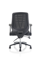 Black Relay Task Operator Chair with airmesh seat and back, ergonomic design, and armrests by Dynamic.
