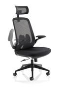 Dynamic Sigma executive mesh chair with folding arms, black ergonomic office chair with adjustable height and lumbar support