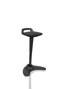 Dynamic Spry Task Operator Stool with adjustable height and ergonomic design, featuring a padded seat and caster wheels.