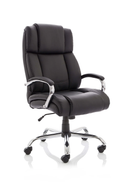 Black leather executive office chair with high back and armrests, heavy-duty design from Dynamic.