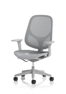 Grey Tutti Mesh Medium Back Office Chair with arms by Dynamic, designed for task and operator workspaces.