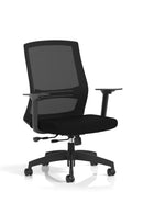 Black Ventra Mesh Back Office Chair with adjustable height and armrests by Dynamic, suitable for task and operator use.