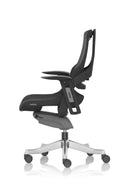 Dynamic Zure Black Shell Executive Chair with charcoal mesh back and armrests, ergonomic office seating for comfort and support.
