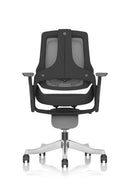 Dynamic Zure Black Shell Executive Chair with charcoal mesh upholstery and armrests, designed for comfort and professional office use.
