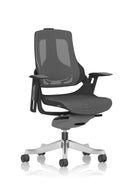 Dynamic Zure Black Shell Executive Chair with charcoal mesh upholstery and armrests for ergonomic comfort and stylish office seating.