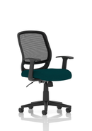 Dynamic Mave medium mesh back office chair in teal fabric with adjustable armrests and ergonomic design.