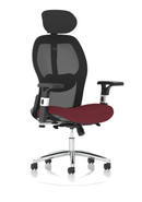 Dynamic Sanderson II high mesh back executive office chair with bespoke fabric in vibrant chili color, ergonomic design and adjustable features.