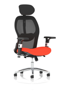 Dynamic Sanderson II high mesh back executive office chair with bespoke orange fabric and ergonomic design.