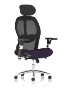 Dynamic Sanderson II high mesh back executive office chair in bespoke purple fabric, featuring ergonomic design and adjustable features.