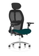 Dynamic Sanderson II high mesh back executive office chair in teal fabric with ergonomic design and adjustable features.