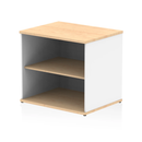 Dynamic Impulse Desk High Bookcase in maple finish, showing a tall, sturdy bookcase with multiple shelves for storage.