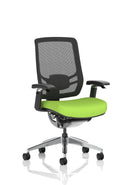 Dynamic Ergo Click high back ergonomic office chair with arms in bespoke fabric, featuring adjustable posture support and modern design.