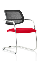 Dynamic Swift medium back cantilever visitor chair with bespoke fabric, featuring a sleek cherry-colored frame and comfortable upholstery.