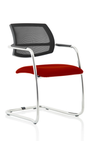 Dynamic Swift medium back cantilever visitor chair with bespoke fabric in vibrant chili red, showcasing ergonomic design and modern style.